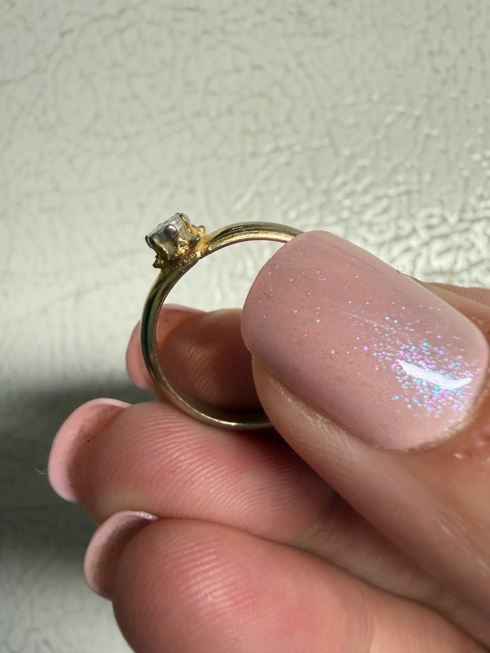 Vintage Gold Solitaire Ring with Clear Stone - Picture 9 of 9